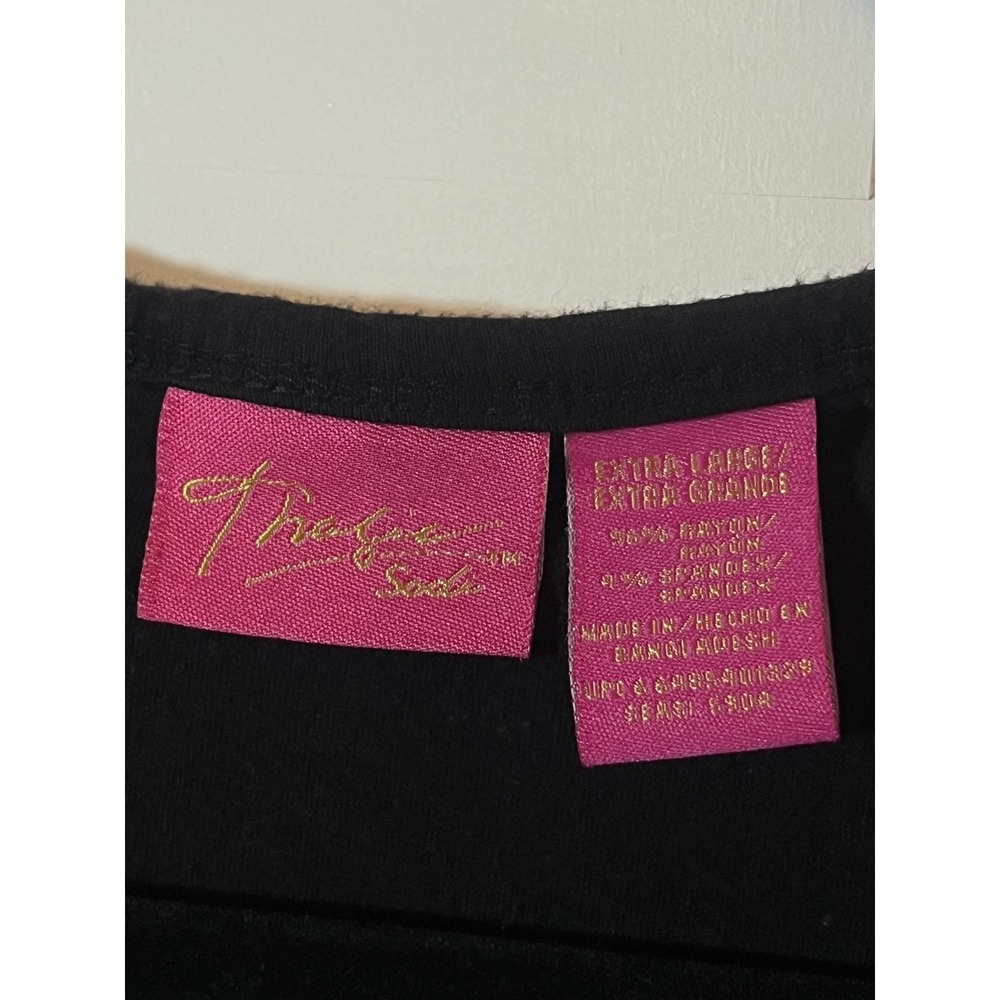 Thalia Sodi Ruched Front Top XL Minimalist Black 3/4 Sleeve Scoop Neck - Picture 5 of 5